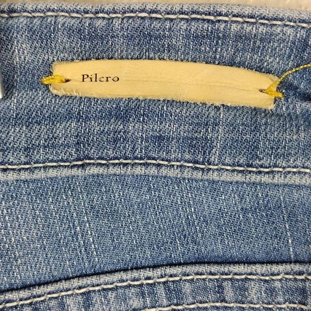 Pilcro and the Letterpress Blue Light Wash Whiskering Mid Rise Straight Leg Jean - Picture 12 of 13